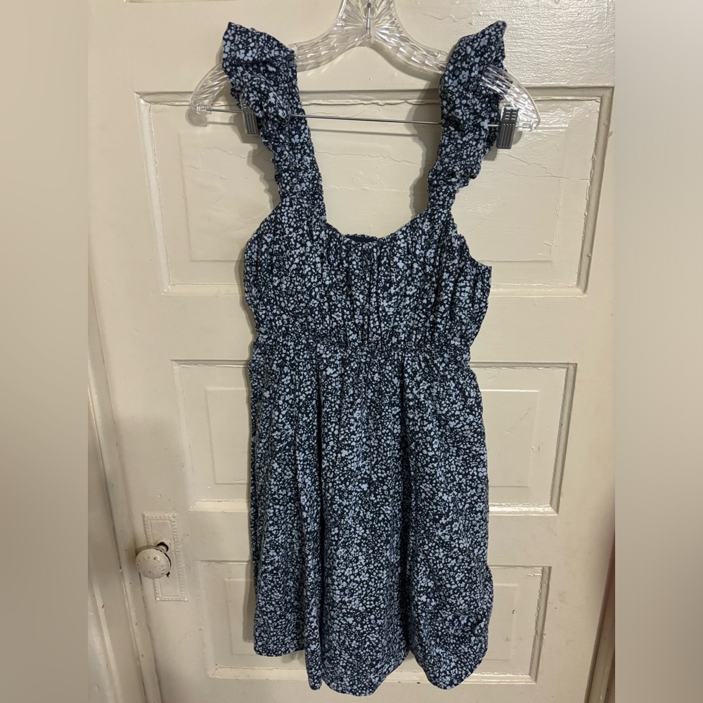 Abercrombie sundress with ruffle straps linen/cotton blend